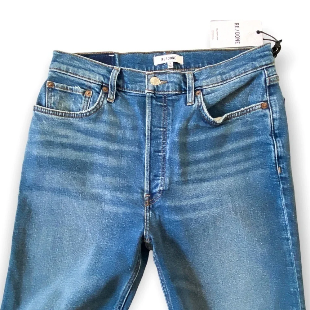 Re/Done High-Rise Distressed Stovepipe Jeans, ankle, size 30, NWT